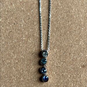 Elegant Swarovski Silver and Blue, purple Pendant Necklace